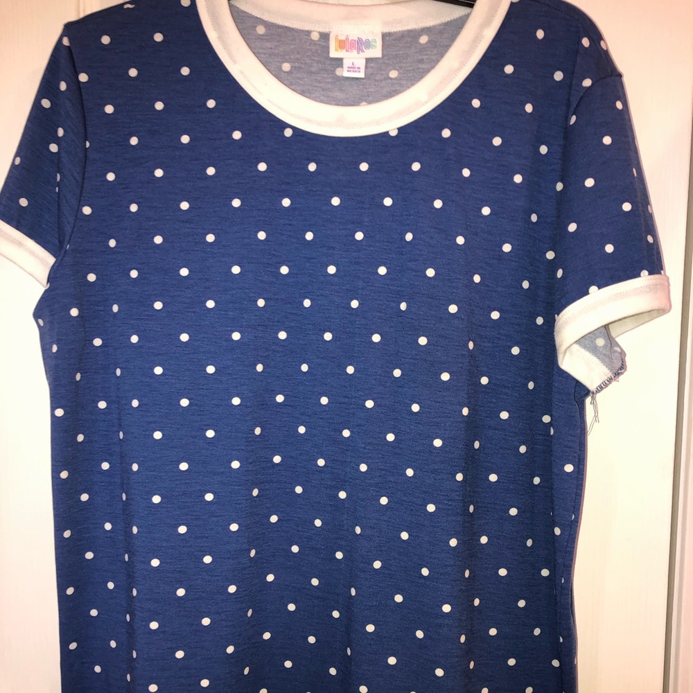 NWOT Large Lularoe Blue Polka Dot Liv